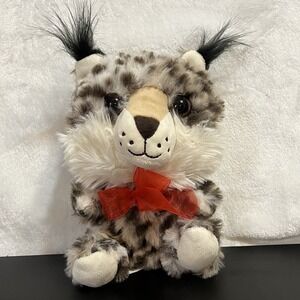 Walmart Jungle Bobcat Plush Stuffed Animal Red Ribbon Bow Cat